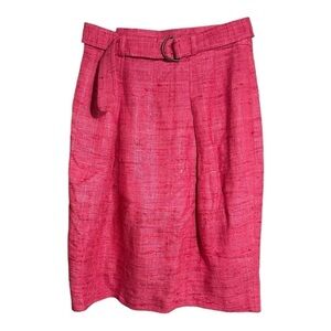 Akris Punto Pink Silk A-line Midi Skirt Woven Pleated 6